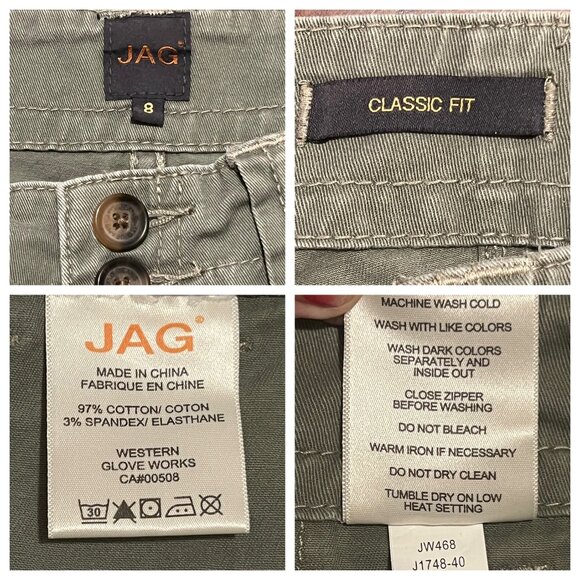 Jag Women's Classic Fit Olive Green Cropped Pants Straight Leg Size 8 - Picture 10 of 16